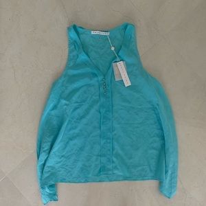 NWT 100% silk blue shirt size S